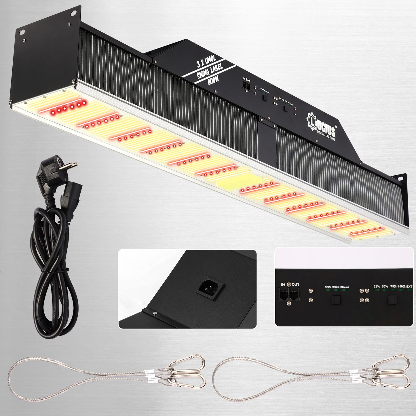 800W Samsung LM281B LED Grow Greenhouse TopLight IP67 | Lucius Swing Label