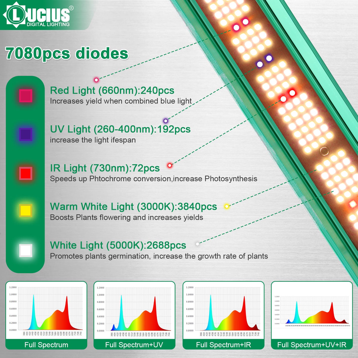 1200W Samsung LM301H EVO LED Grow Light +UV+lR | Lucius Blue label