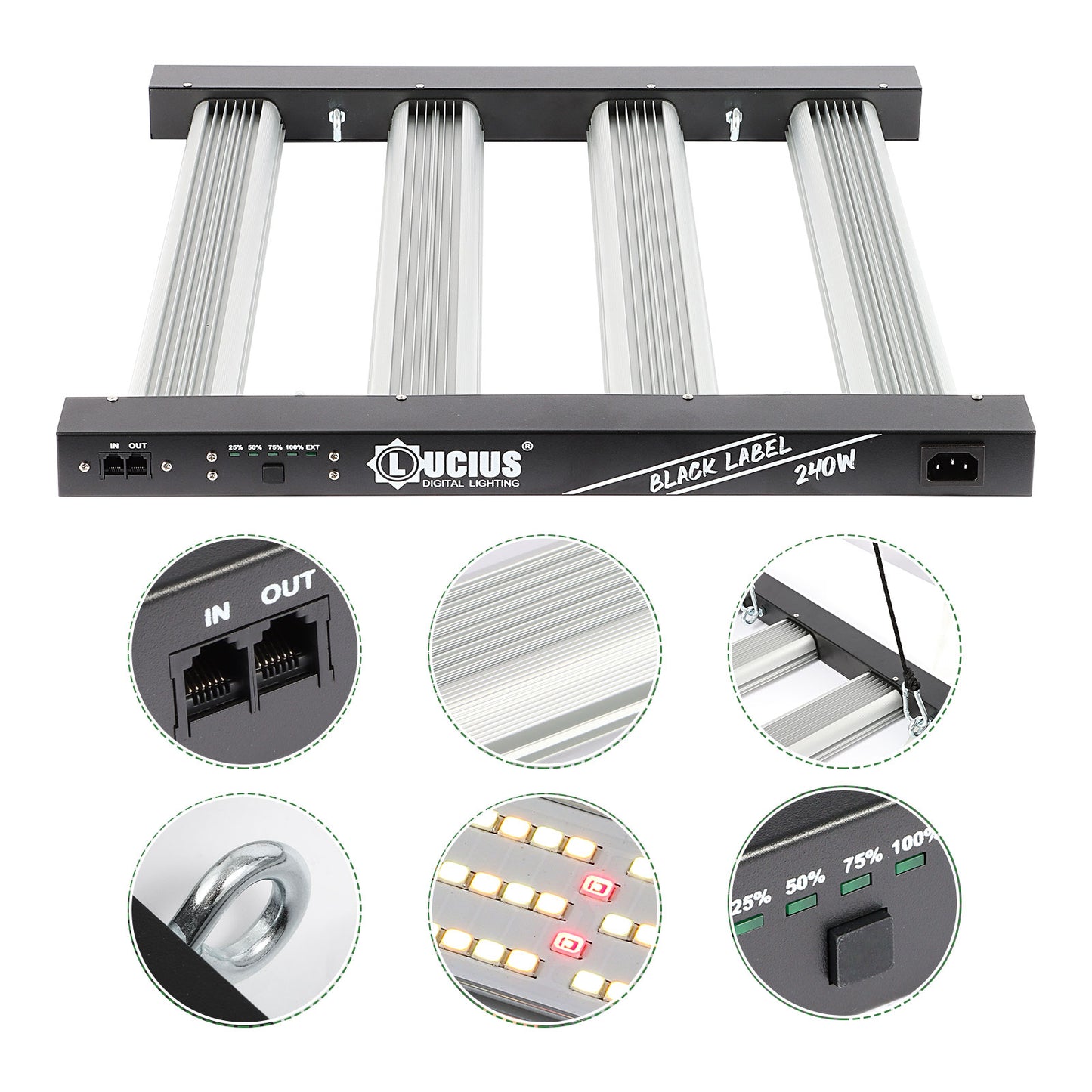 240W Samsung LM281B LED Grow Light | Lucius Black Label