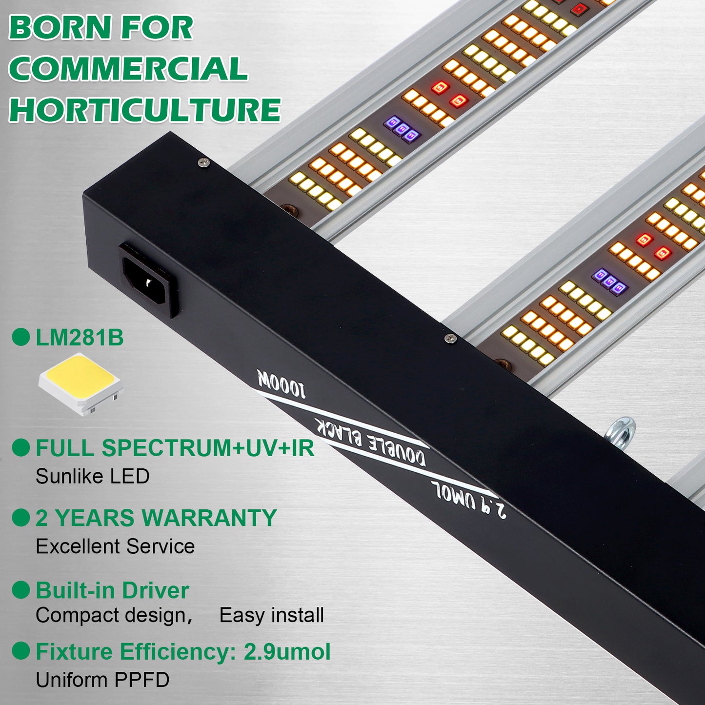 1000W Samsung LM281B LED Grow Light +UV+lR | Lucius Double Black Label