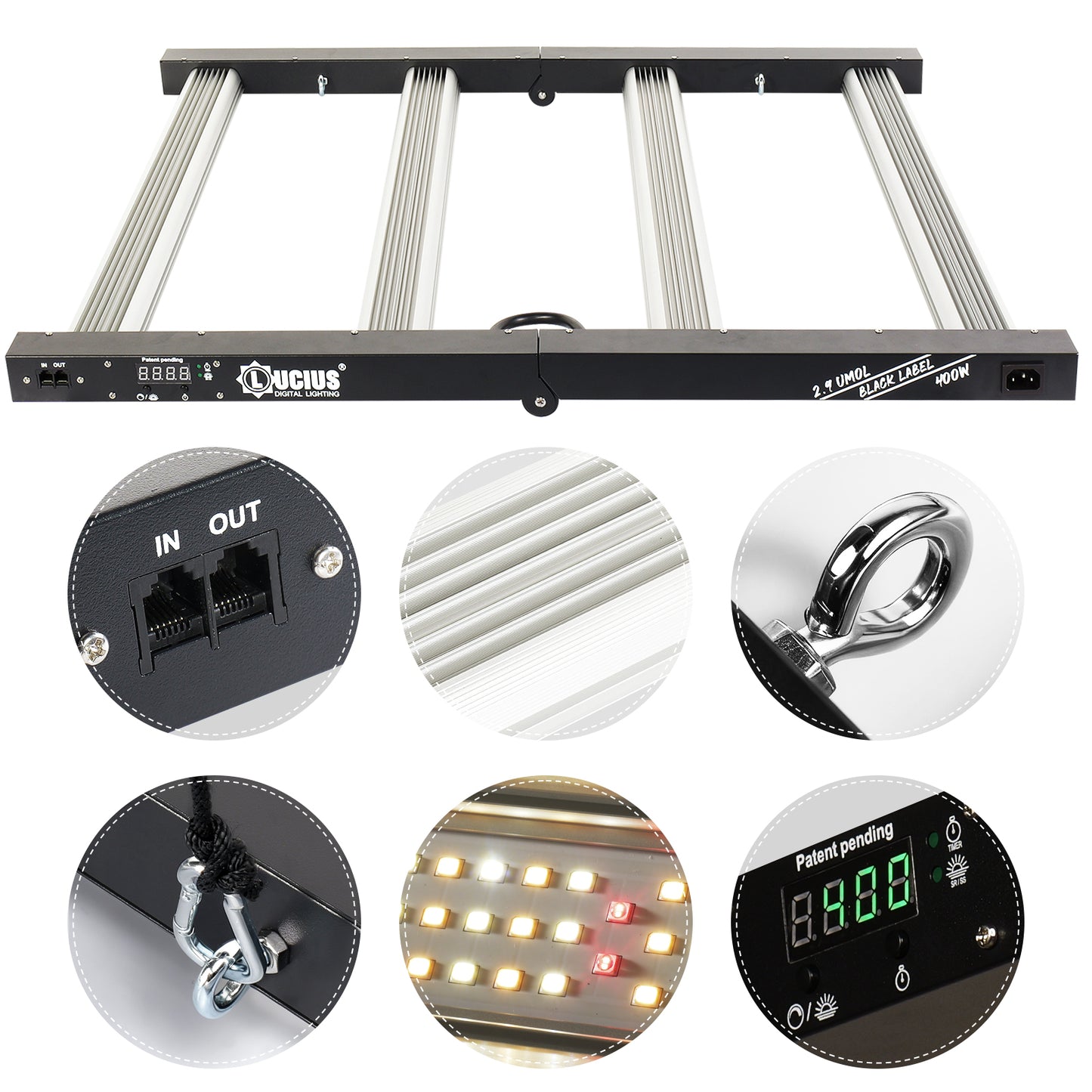 400W Samsung LM281B LED Grow Light | Lucius Black Label