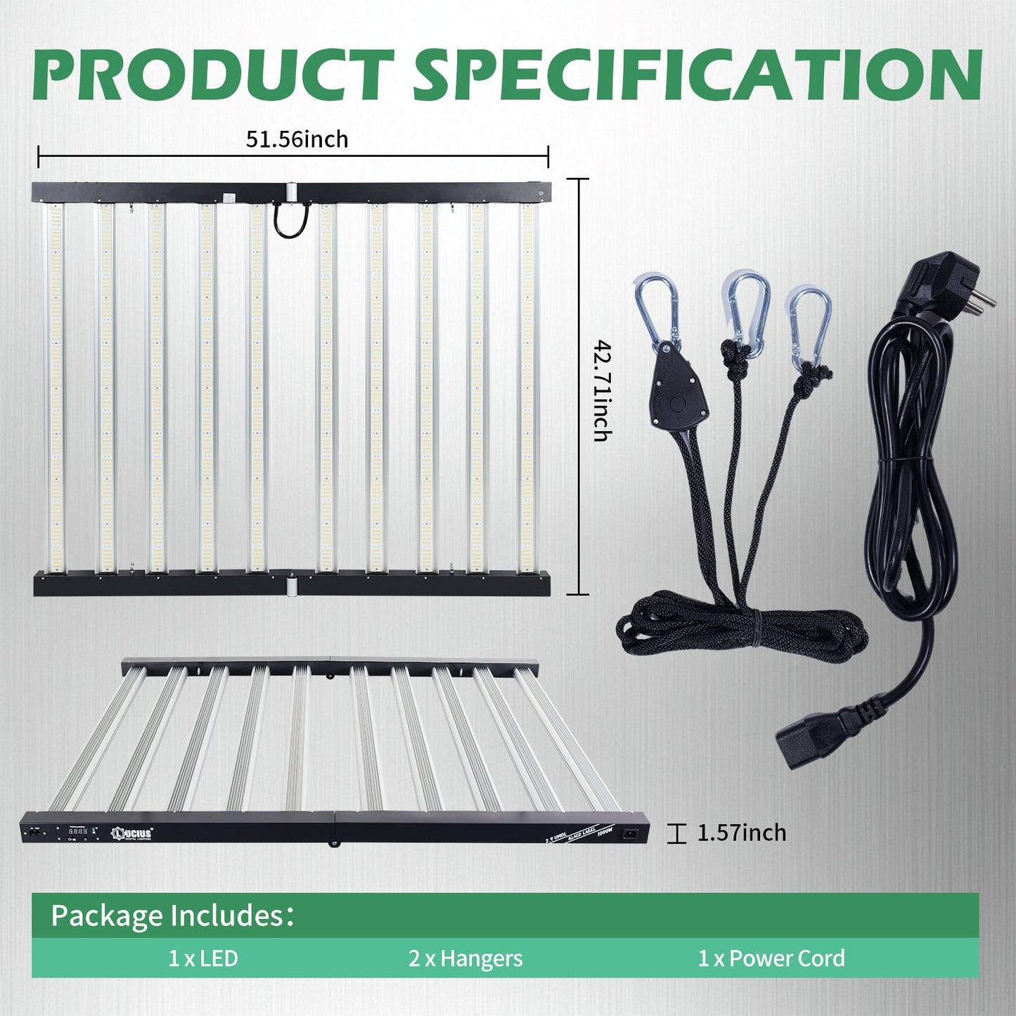1000W Samsung LM281B LED Grow Light | Programmable Sunrise/Sunset + Timer | Lucius Black Label